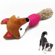 TPR and Plush Dog Toy, Durable Chew Toy, Squeaky Toy and Interactive Toy for Small and Medium Puppies-Fox