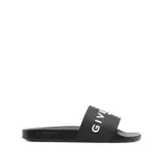 [Givenchy] Givenchy Black Logo-Print Pool Slides 44 IT BLACK