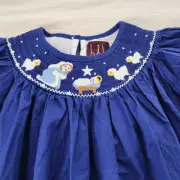 NWT Nativity Christian Smocked blue girls dress 5t 6 Lil Cactus