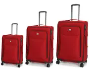 Swiss Luggage Suitcase Super Lightweight with 8 wheels 360 degree rolling SoftCase 3 Pieces Set SN17306A&B&C Red