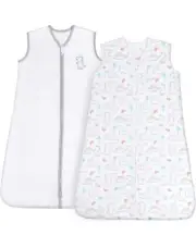 TILLYOU Sleep Sack - Cotton Wearable Blanket Baby 2-Pack Set, Fits Infant Newbor