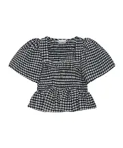 Ganni Checkered Pattern Top EU40,EU44,EU32 egret