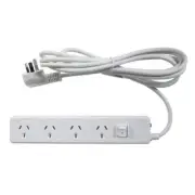 4 Way Powerboard With Switch White 3m Surge Overload Protection Master Switch