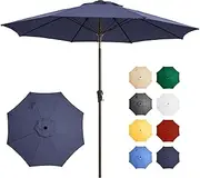 Ayge 9FT Large Outdoor Patio Umbrella Market Table Umbrella-UV Resistant, Easy Push Button Tilt and Crank, 8 Sturdy Fiberglass Ribs Heavy-Duty Pool Umbrella for Deck, Backyard,Garden, Yard