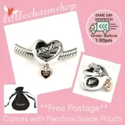 NEW Authentic PANDORA Two-Tone Love You Daughter Heart Charm - 782327C00