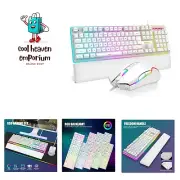 Wired Gaming Keyboard and Mouse and Wrist Rest Combo, RGB Backlit, Mechanical...