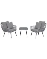 Manhattan Comfort Cannes Patio 2-Person Seating Group with End Table