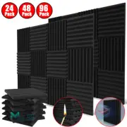 Black 12"x12"x1" Acoustic Foam Wall Panels Studio Noise Soundproofing Wall Tiles