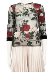 Floral Embroidered Sheer Top