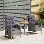 3 Patio Set Rattan Gray-8543