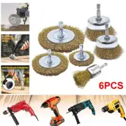 Wire Wheel Cup Brush Set Coarse Crimped Carbon Steel Shank Drill Attachments 6PC