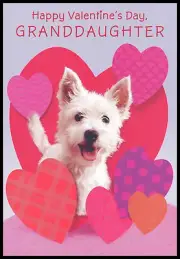 Greeting Card - Dog Puppy White Terrier - Granddaughter - Valentine's Day - 0595