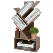Bookshelf with Drawer, 4 Shelf Tree Bookshelf, Wooden Bookshelves Storage Rack