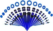 JDXN Acrylic Ear Stretching Kit Tapers Plugs Silicone Tunnels Gauges Expander 14G-00G Jewelry 50 Pieces Set
