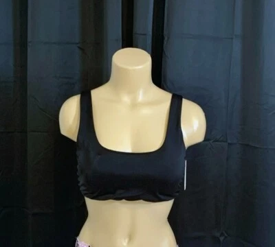 Victoria's Secret Swim Essential Scoop Top Push-Up Bikini Large Black NWT