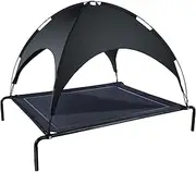 ANWA Raised Dog Bed with UV Protection Canopy Medium Size 37" L x 26" W x 30" H, Waterproof Portable Pet Cot Outdoor Use, Elevated Dog Bed with Breathable Mesh