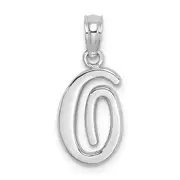 14K White Gold 14Kw Script Letter O Initial Pendant