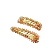 2pc Culturesse Tilda Crystal Beads 8cm Hair Clip Set Womens Accessory Rosy Brown