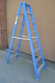 Double sided Side Fibreglass Step Ladder 2.4M 8 feet foot ft 150KG in Blue