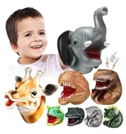 Geyiie Kids Puppet Hands & finger Puppets-Elephants, Giraffe, Dinosaur (8pcs)