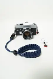 Navy Blue Paracord Adjustable Camera Thick Wrist Strap w/ Peak Design Anchor