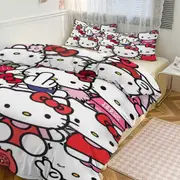 Bed Sheets g103 Hello Kitty Print Bedding Set Pattern Duvet Cove Set 3 Pieces 1 Quilt Cover And 2 Pillowcases for Women Men Teens tq103 Bed Sheets