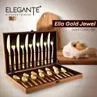 24 Piece Cutlery Set -Ella Gold Jewel Premium Spoon/Knife Cutlery Set