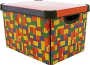 Curver Stockholm Lego Blocks Kitchen, Living room, Bathroom, Bedroom, Utility Large Rectangular Deco Storage Box 22 Litres - Multi Colour