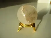 Crystal Clear Quartz 95g 41mm Ball Orb Sphere on Gold Metal Stand BCQ002