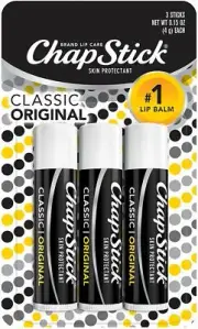 ChapStick Lip Moisturizer Skin Protectant Classic Original Lip Balm 3 Stick15 Oz