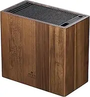 ENOKING XXL Acacia Wood Knife Holder – Large Universal Knife Block with Blade-Protecting Slots, Holds 26+ Knives, Scissors, and Sharpening Rods, Space-Saving Kitchen Storage Organizer
