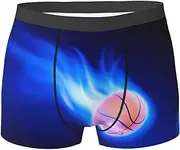 [EdWal] Blue Fire Basketball Ball print Soft Men's Underwear Boxer Briefs Comfortable Underwear Boxer Briefs for Men 1Pack