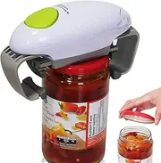 Electric Jar Opener for Arthritis Hands, Automatic One Touch Glass Jar Opener for Seniors, Battery Powered Jar Opener for Weak Hands, Powerful Kitchen Gaget Suitable for Different Sizes of Jars