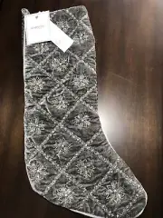 Shabby Chic NEW!!! Lux Grey Beaded Christmas Stocking SOFT Gorgeous Silver NWT