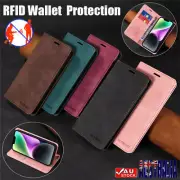 Flip Leather Cover RFID Wallet Case For Samsung S25 S24 S23 S22 S21 S20 FE Ultra