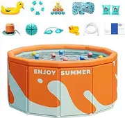 Non-Inflatable Swimming Pool | Portable Folding Swimming Pool,Portable Swimming Pool for Outdoor, Indoor, Backyard, Garden, Balcony, Beach