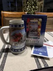 Budweiser Holiday Stein 1995 Brand New with Box and Certificate of Authenticity