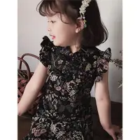 在飛比找ETMall東森購物網優惠-女童旗袍夏款2023新款高級感甜美碎花兒童寶寶中國風連衣裙公