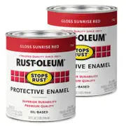 (2 Tins) Rust-Oleum Rust Stops Rust Protective Enamel - 946ml (GLOSS SUNRISE RED)