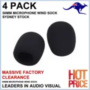 4x Microphone Wind Sock Foam Cover Black 50mm ID Shure Yoga Redback - CLEARANCE!