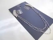 I.n.c. Silver-Tone Crystal Triple-Layer Drape Hair Combs T123 $24