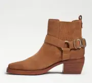Sam Edelman Bellamie Camel Stacked Heel Squared Toe Pull On Fashion Ankle Boots