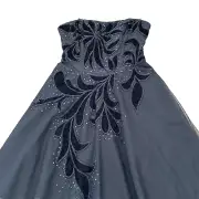NWT Aidan Mattox Tulle Fit & Flare Cocktail Dress Beaded Strapless Black 2 Midi