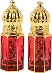 COMPUKAS 2Pcs Refillable Vintage Glass Perfume Bottles Travel Oil Dispenser Leak Roller Ball for Essential Oils and Fragrances Portable Cosmetic Containers