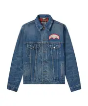 patch detail oversized denim jacket IT46 Blue