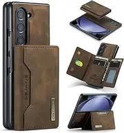Nexue Detachable Wallet Case for Samsung Galaxy Z Fold 5,Premium Leather Magnetic Back Cover Shockproof Phone Case with Trifold Card Holder Wallet for Samsung Galaxy Z Fold 5,Coffee