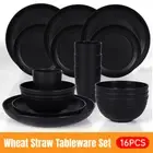 16PCS Eco-Friendly Wheat Straw Portable Tableware Set with Plate Bowl Cup AU