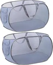 2 Pack Laundry Basket,Pop Up Laundry Hamper, Collapsible laundry basket,Applicable to The Storage of Clothes and Sundries (horizontal gray)