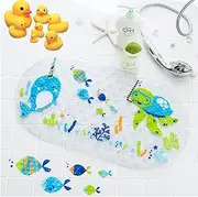 ZHIGOU Cartoon Kids Non-Slip Bathtub Mat - 27.56x15.35 Inch Kids Baby Bath Mat, Soft Toddler Floor Mat, Suitable for Boys and Girls, Machine Washable (Underwater World)