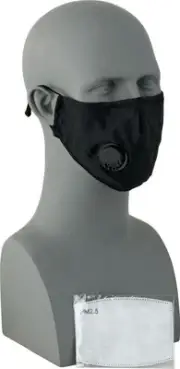 Real Steel Cloth Face Mask w / PM 2.5 Filter Black Adjustable Ear Loops - KZ1201